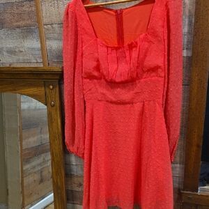 Elegant Long-Sleeve Red Dress